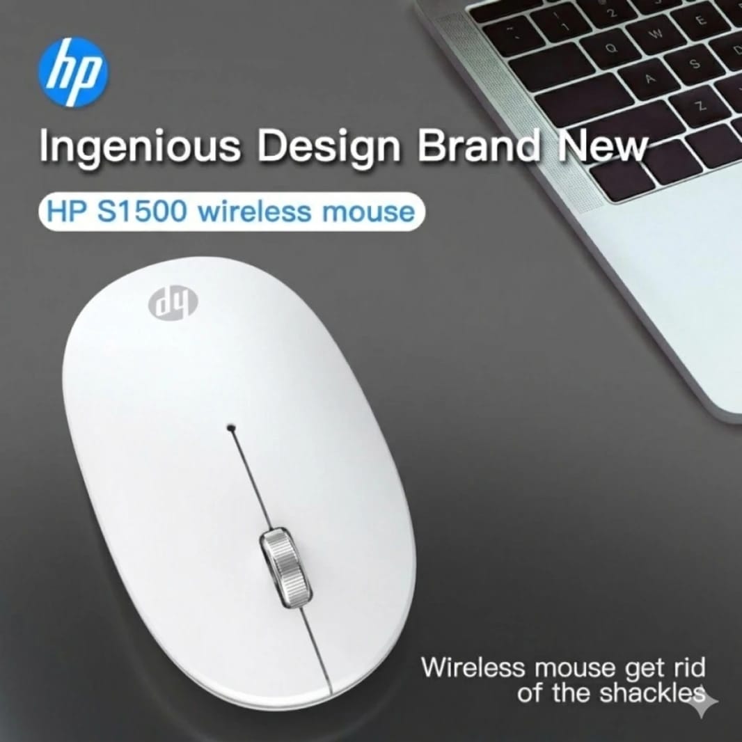 HP Mouse S1500 Wireless Ergonomic Design 1600 DPI Mouse Smart Auto-sleep Function - White