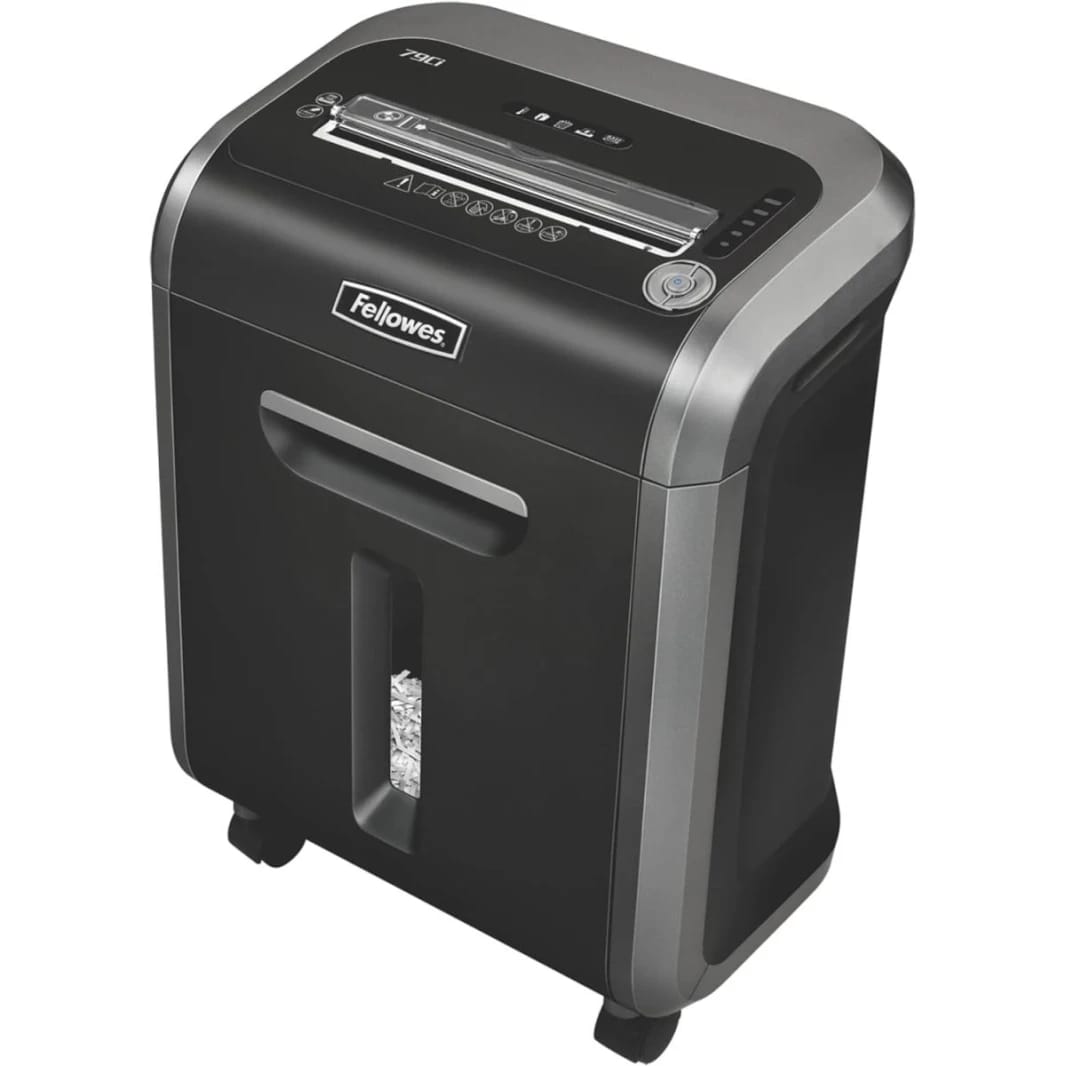 Fellowes ‎Powershred 79Ci 16-Sheet 100% Jam-Proof Crosscut Paper Shredder for Office and Home, Black/Dark Silver