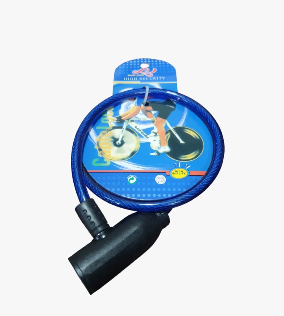 Bicycle Security Cable Lock in High Quality Blue with Keys for Cyclists and Bike Enthusiasts.