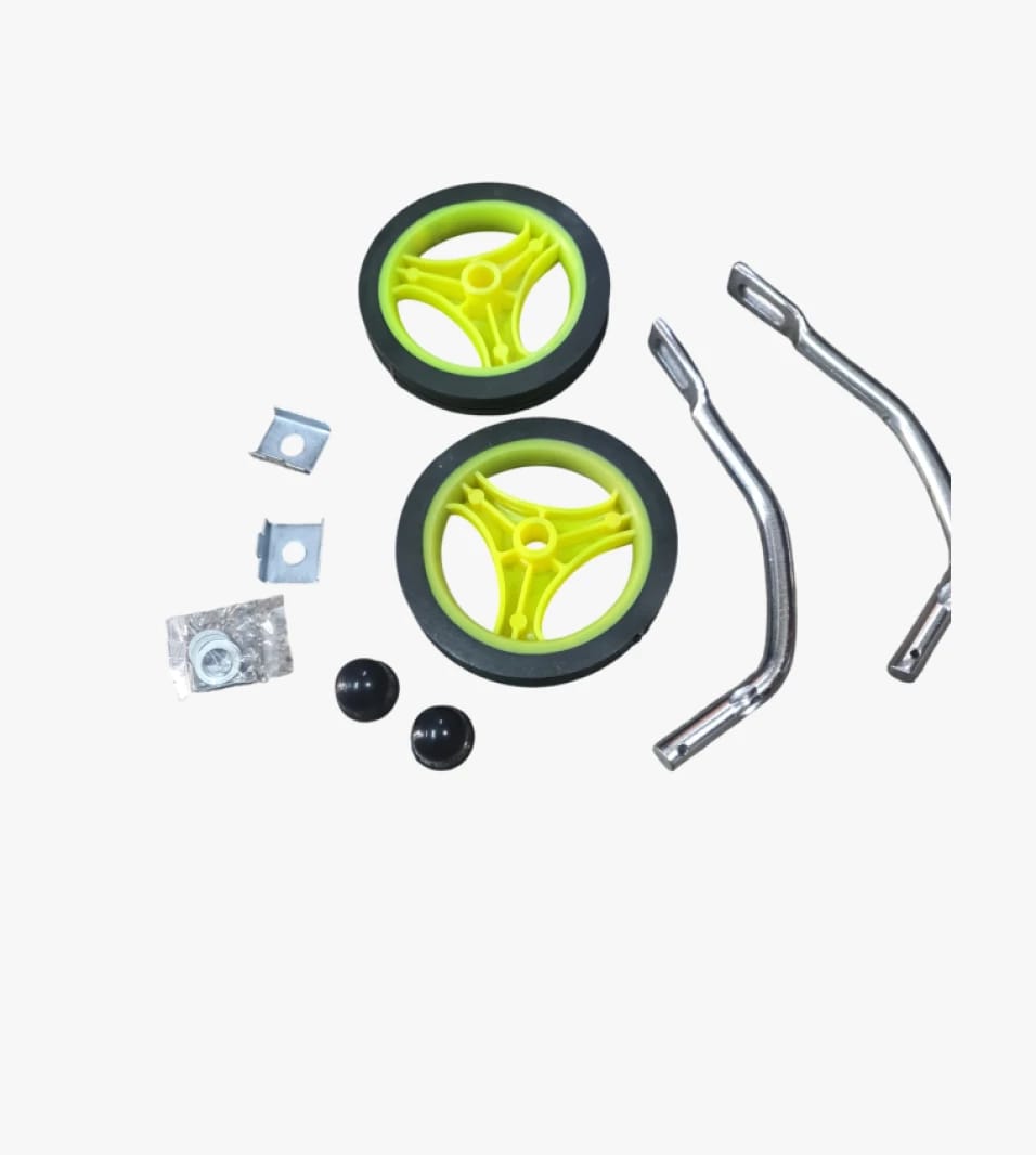 Kids Bicycle Training Wheels Set with Sturdy Rubber Tires and Durable Metal Frame for Young Children and Juniors.
