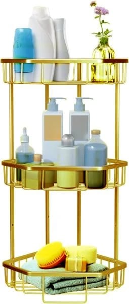 ARMN Space 3-Tier Aluminum Corner Stand – Gold, Stylish