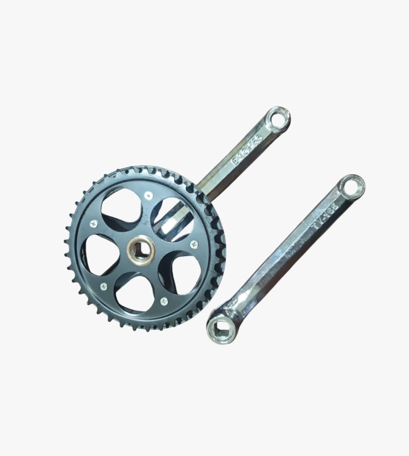 Elegant and Durable Bike Crank for Professionals and Enthusiasts - Unique Gear Technology Set with Steel Chainring for Superior Performance.