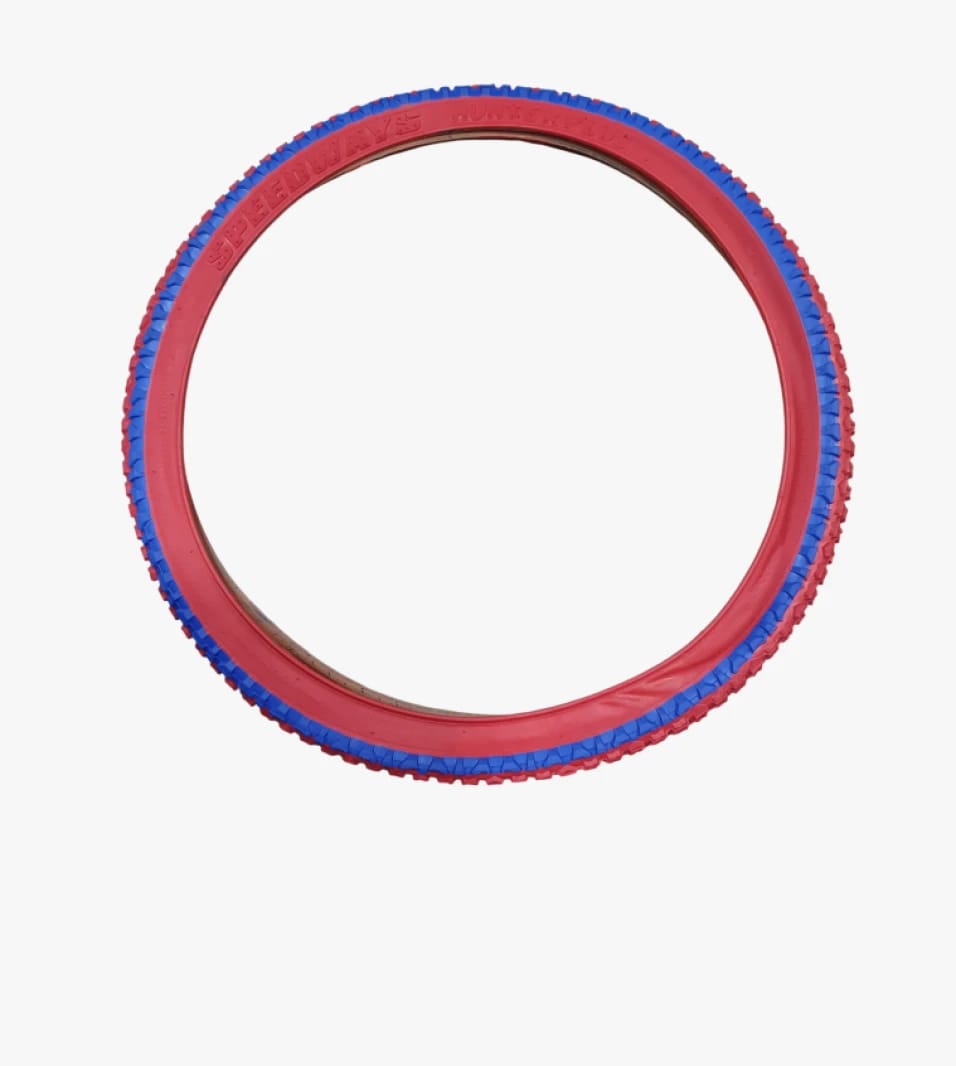 Speedways Bicycle Tire for Kids, Premium Red and Blue Design for Safety and Comfort, Fun and Durable.