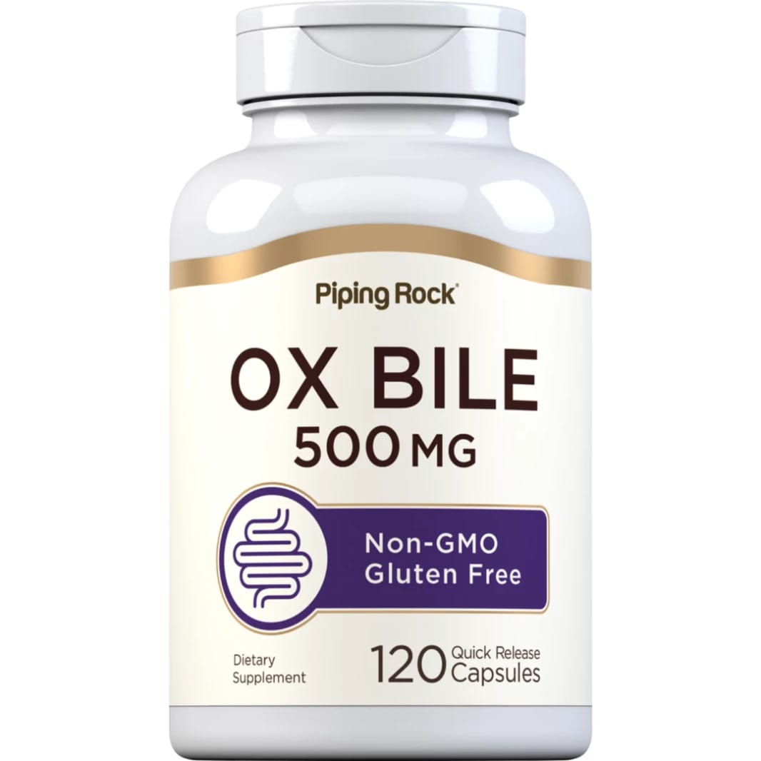 املاح المرارة بالقوة المضاعفة 500 ملغم 120 كبسولة PipingRock Ox Bile - غير معدل وراثيًا