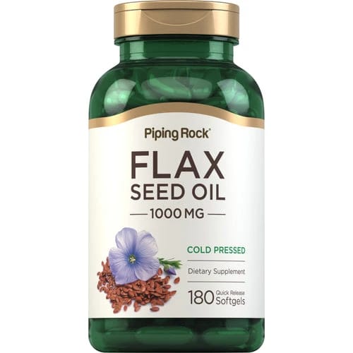 Flaxseed Oil Vitamin F Maximum Strength 1000 mg Rich in Omega 3-6-9 180 Softgels PipingRock