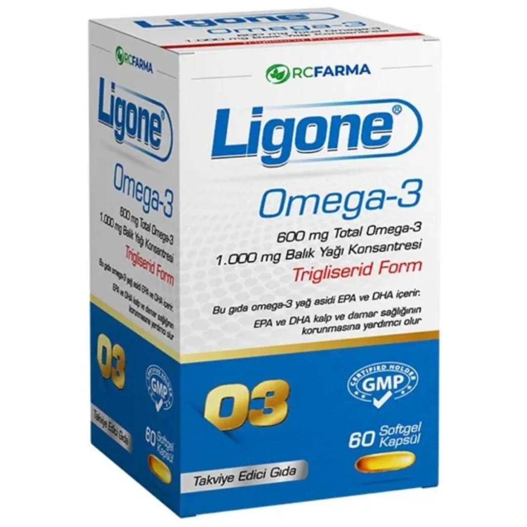 Ligone Omega-3 Fish Oil 1000 mg 60 Softgels (Turkish Product)