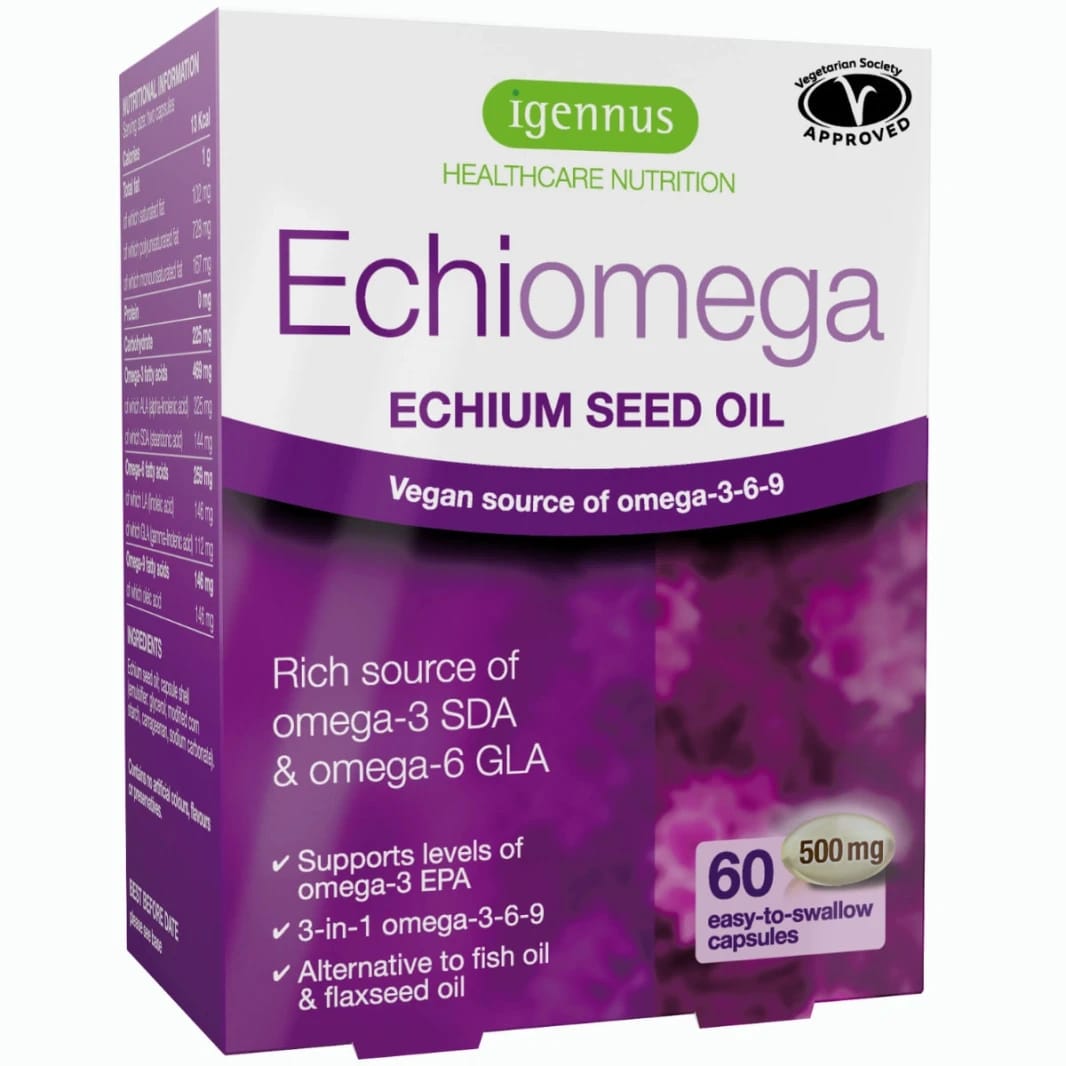 Igennus Echiomega Echium Seed Oil Vegan Omega-3-6-9 500mg 60 Capsules