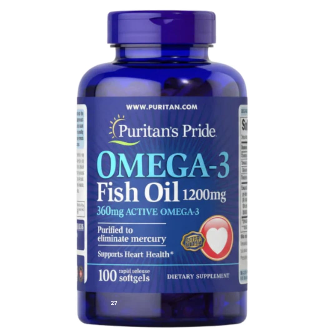 Puritan's Pride Omega-3 Fish Oil 1200 mg with 360 mg Fatty Acids 100 Softgels