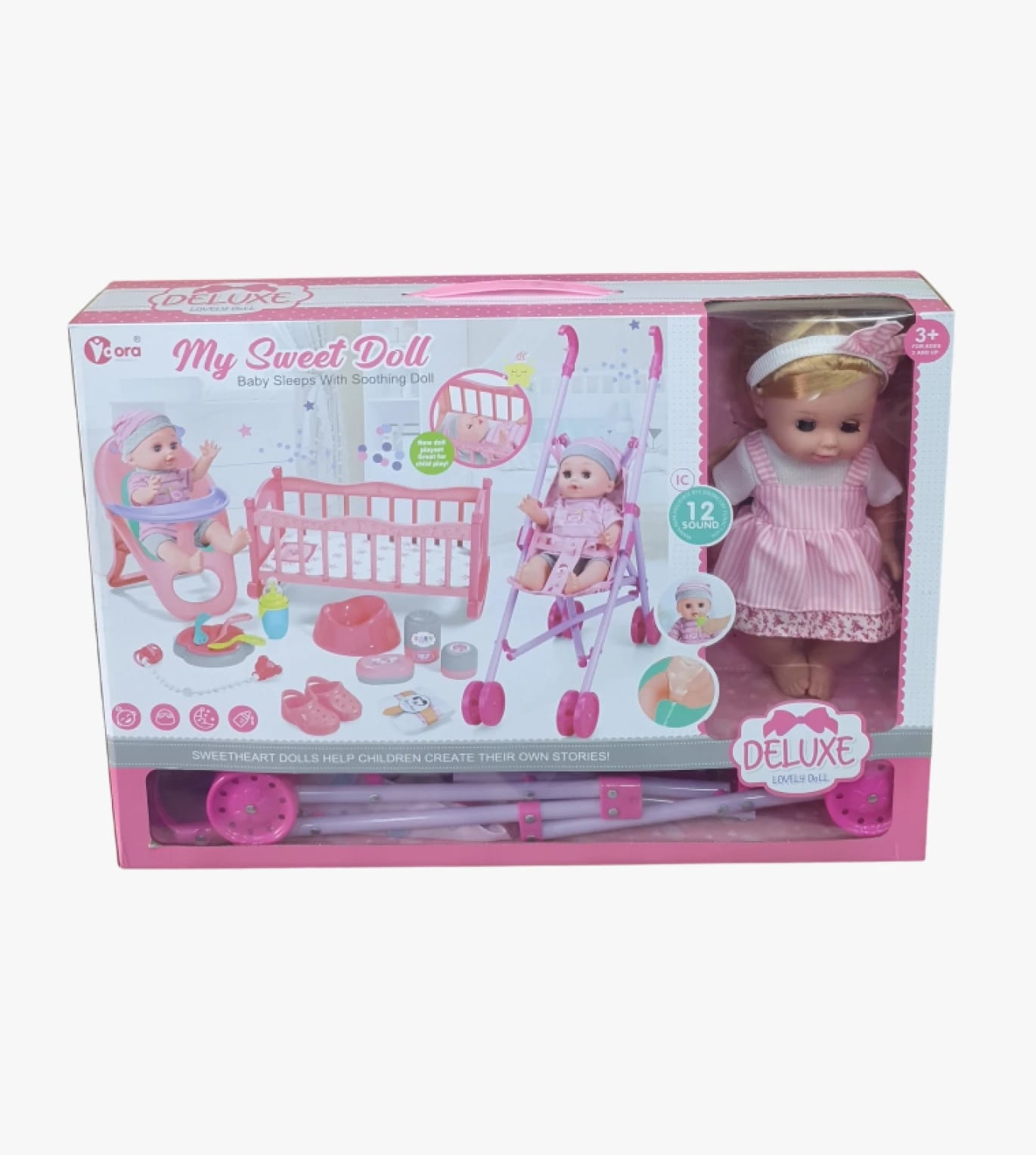 My Sweet Doll Lovely Baby Playset by Deluxe, Ultimate Pretend-Play Doll Set for Kids with Accessories