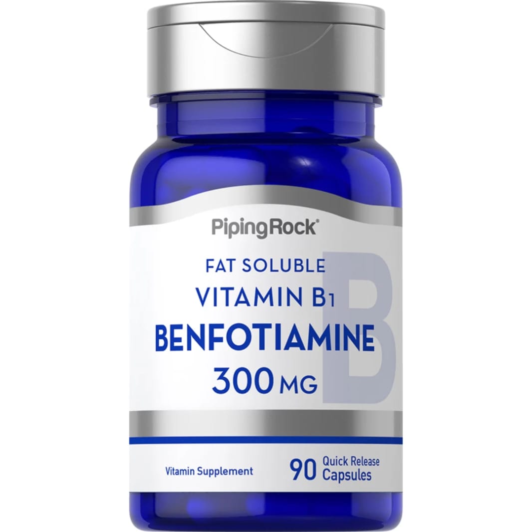 PipingRock Benfotiamine 300 mg 90 Capsules (Fat Soluble Vitamin B-1) Non-GMO (Best Before 01-01-2028)