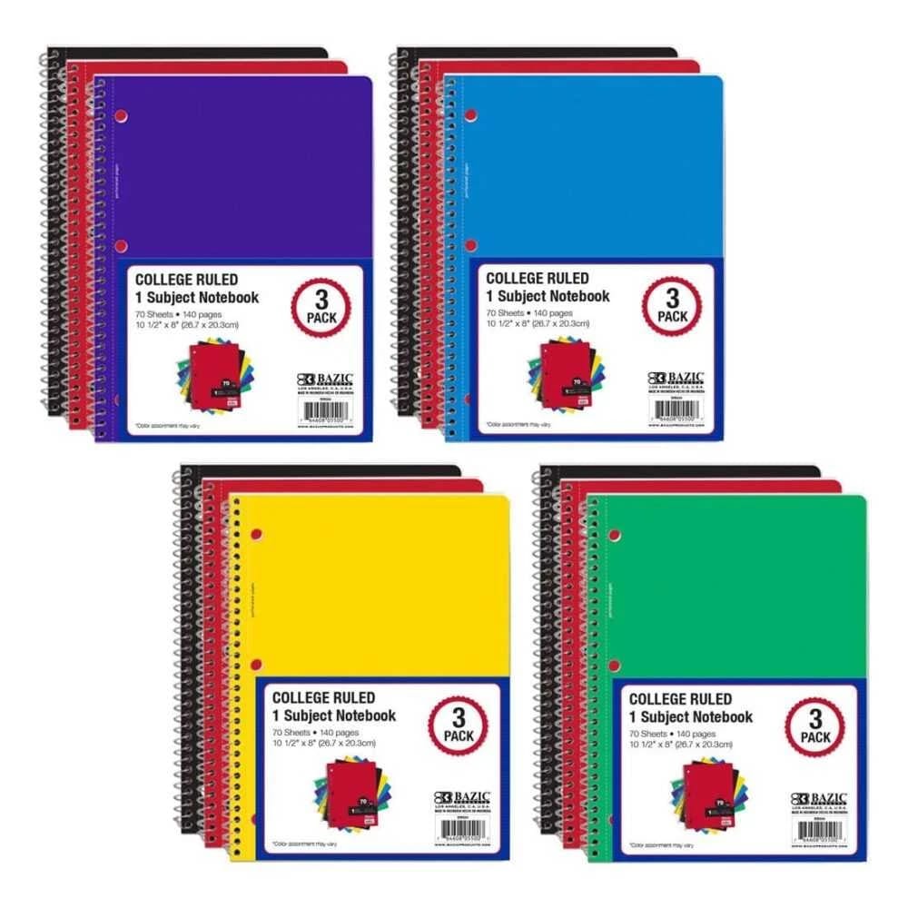 BAZIC 1 Subject Spiral Notebook