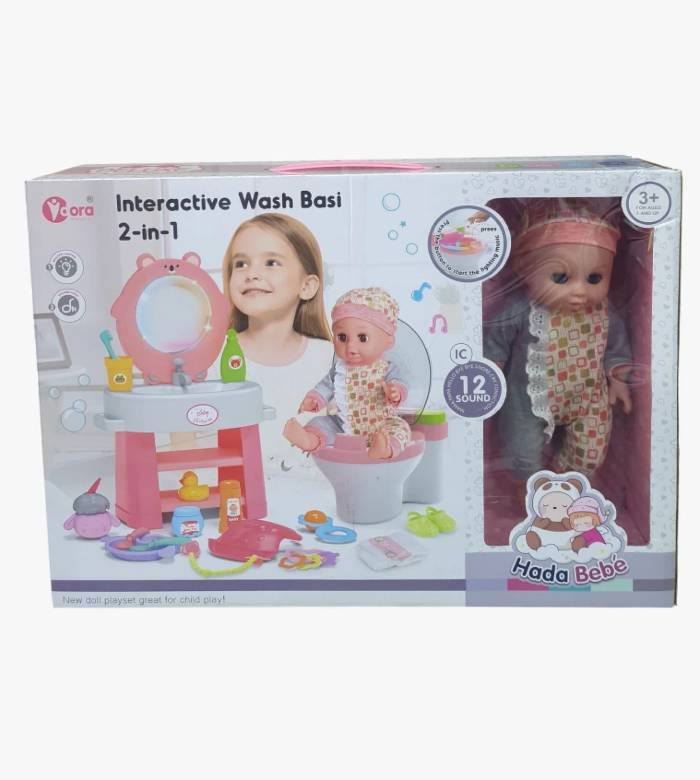Yorora Interactive Children's Wash Basin Set with Interactive Doll Suitable for Ages 3 and Up