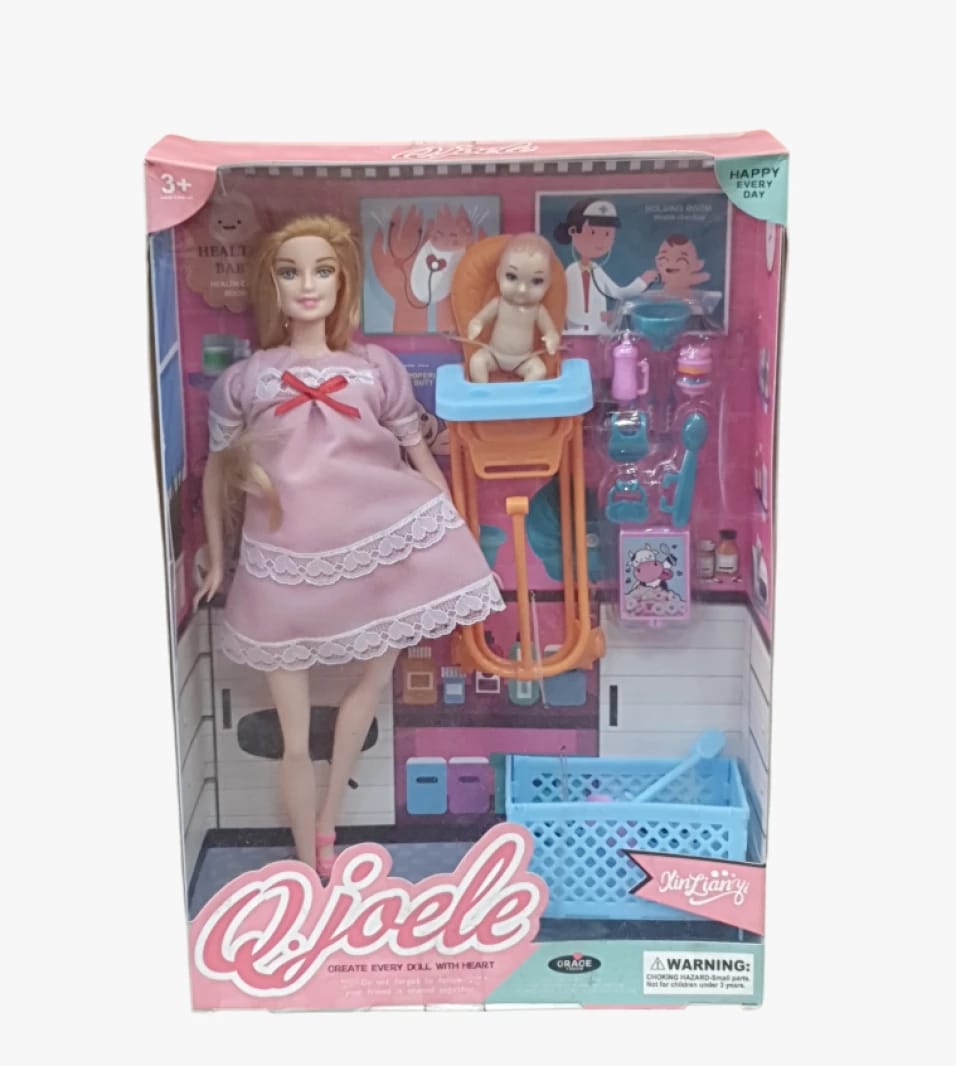 Q.Joele Doll Playset with Baby Doll and Kitchen Accessories for Girls Who Love Imaginative Playtime Fun