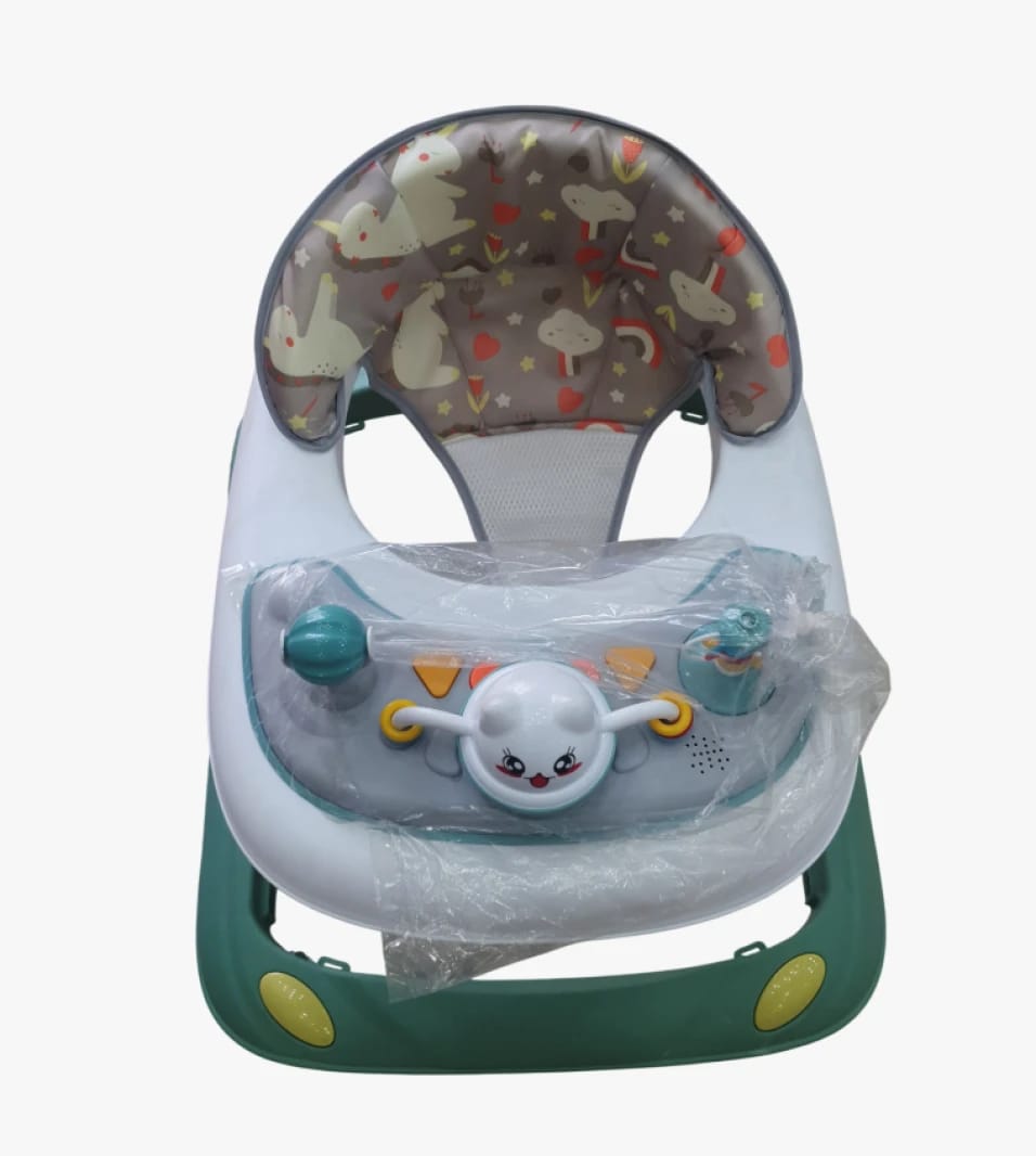 Baby Walker with Wheels and Interactive Toys, Delightful Design Cover for Calm Walking Learning