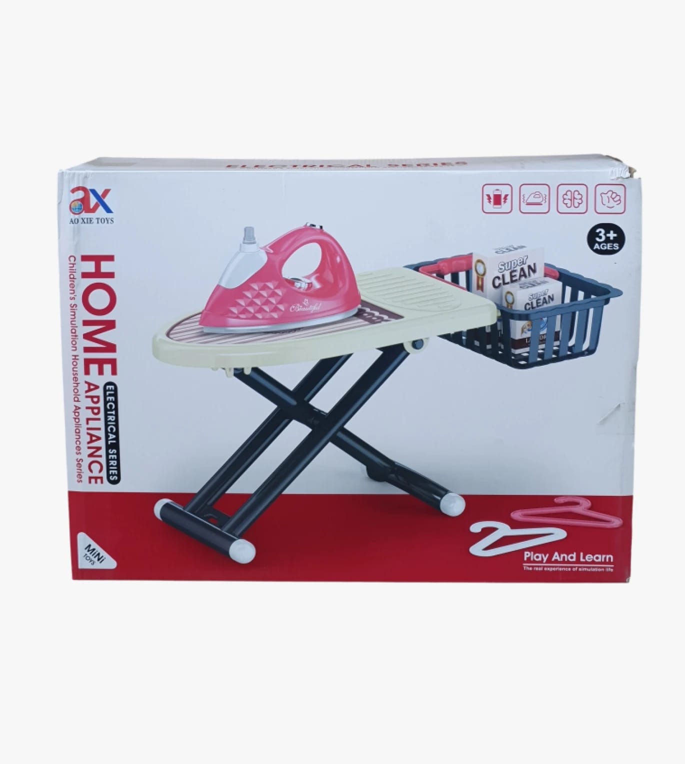 AX Toys Home Electrical Appliance Playset for Kids, Iron and Table Design with Storage Basket