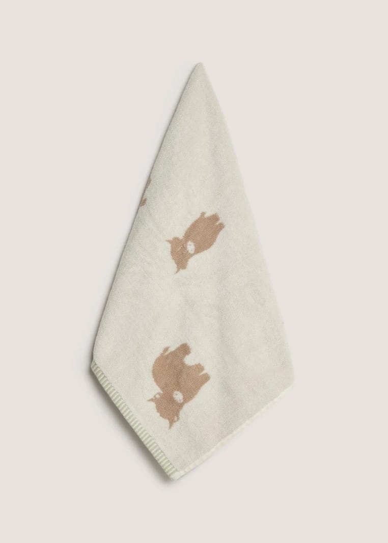 Highland Cow Jacquard Hand Towel - Green