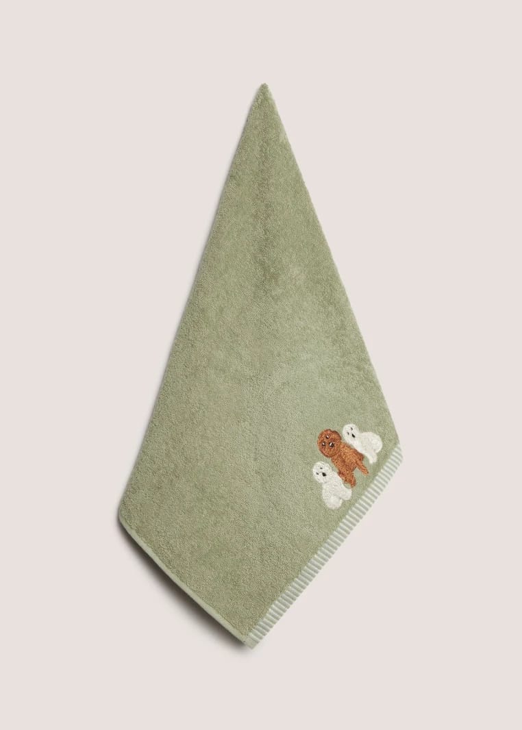 Kokapo Embroidered Hand Towel - Green - Hand Towel
