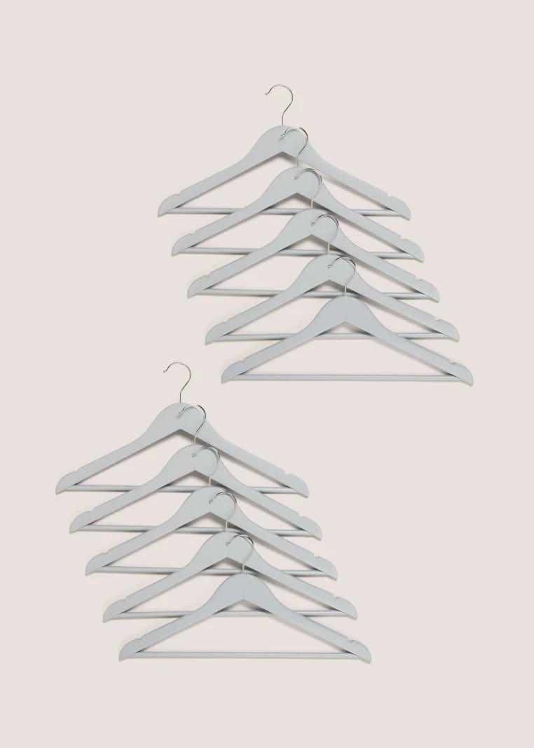Wooden Hanger Set of 10 Pieces (22.5cm x 44.5cm) - Gray