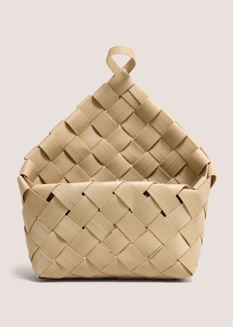 Neutral Woven Hanging Storage Basket - Beige