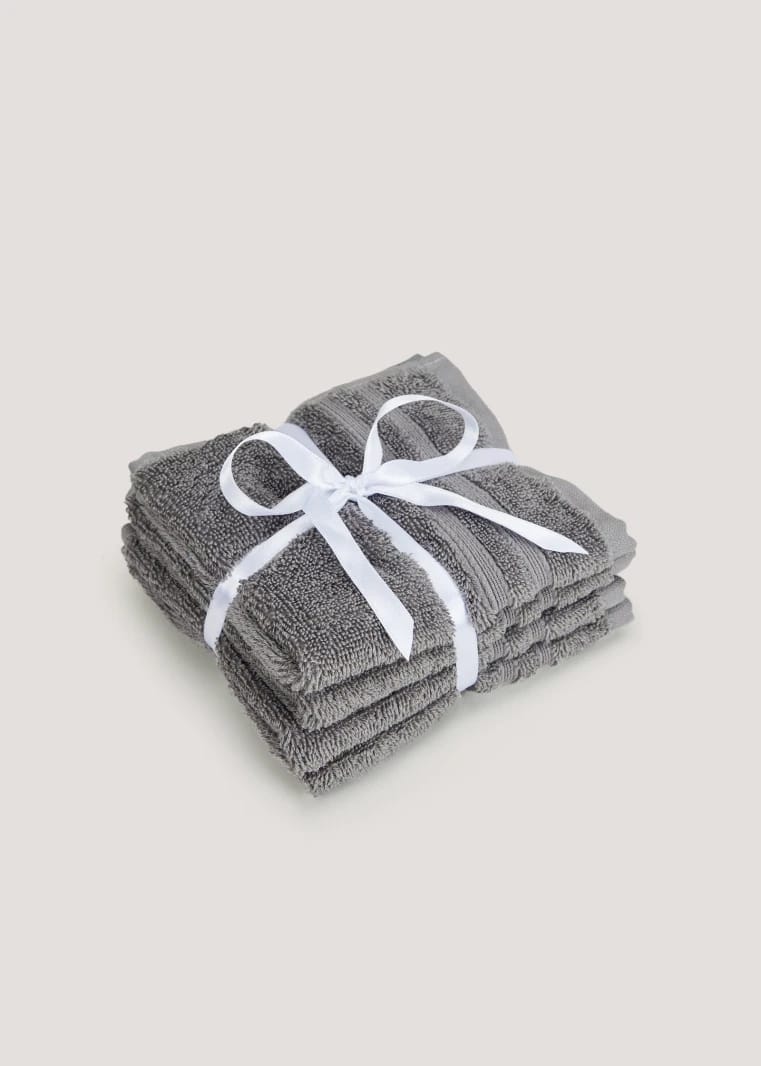 Set of 4 Dark Face Towels 1 Egyptian Cotton - Grey - One Size