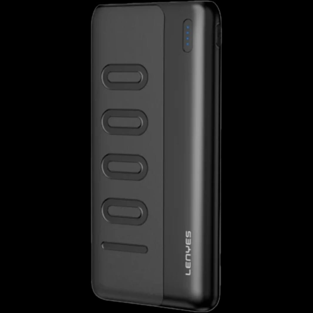 Lenyes PX135 10000mAh Power Bank, Dual Input, Slim & Portable, Black