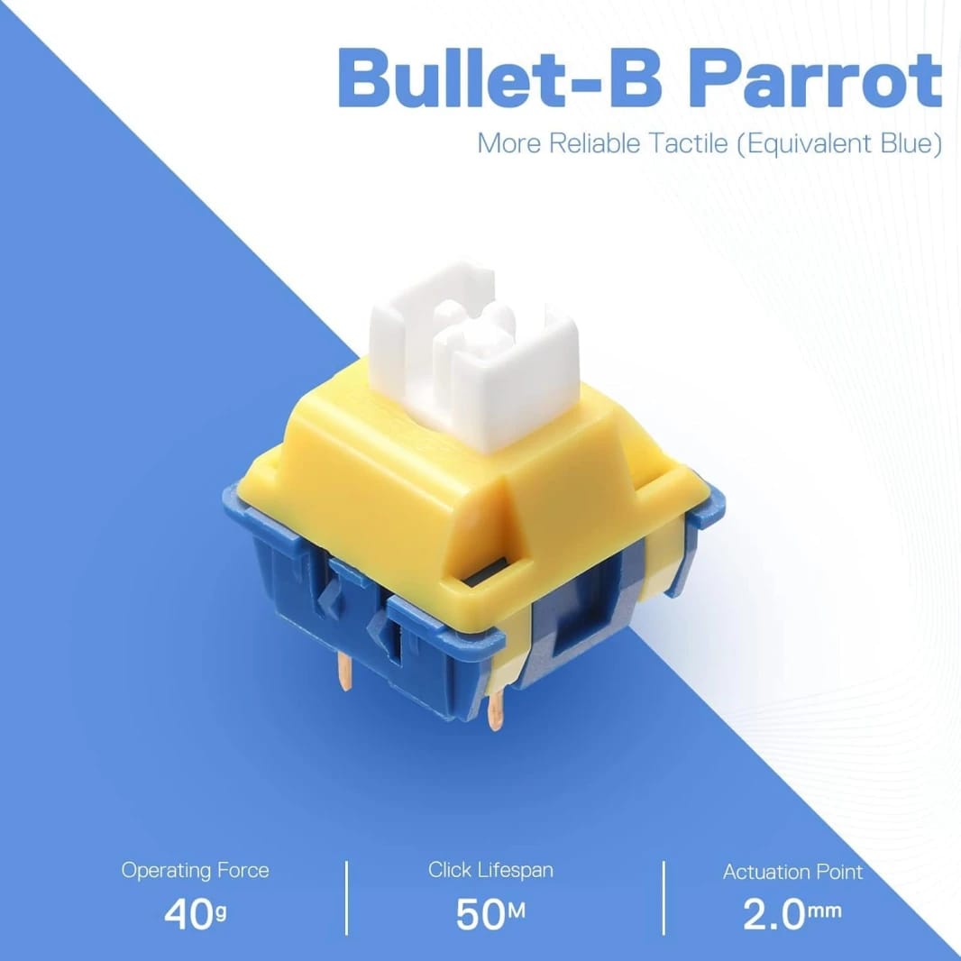 Redragon A113 Bullet-b مفتاح ميكانيكي لمسي، ثلاثي الأسلاك مركب على اللوحة أزرق