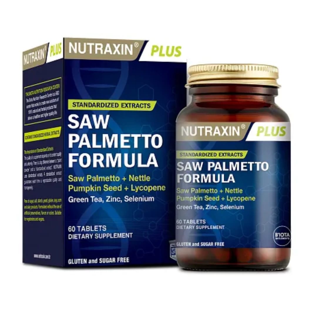Best for Prostate: Saw Palmetto Extract 160 mg + Pumpkin Seeds + Nettle Root + Zinc + Lycopene + Green Tea Extract + Selenium 60 Tablets (Turkish Product) Nutraxin Saw Palmetto Formula (Best Before 01-11-2027)