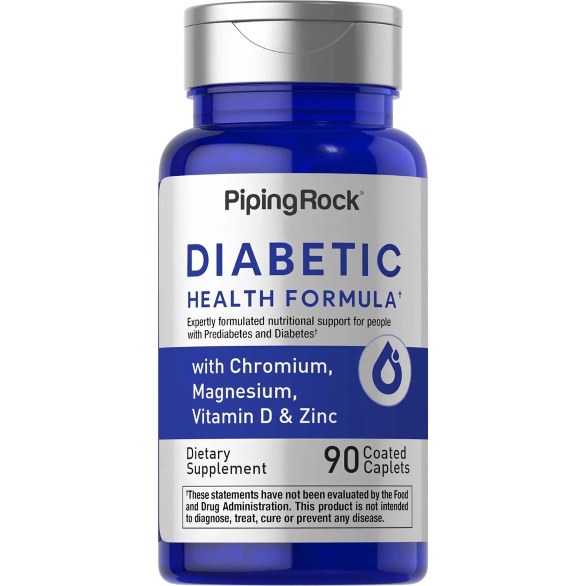 PipingRock Diabetic Formula Non-GMO with 15 Ingredients, Chromium, Ceylon Cinnamon, 90 Capsules