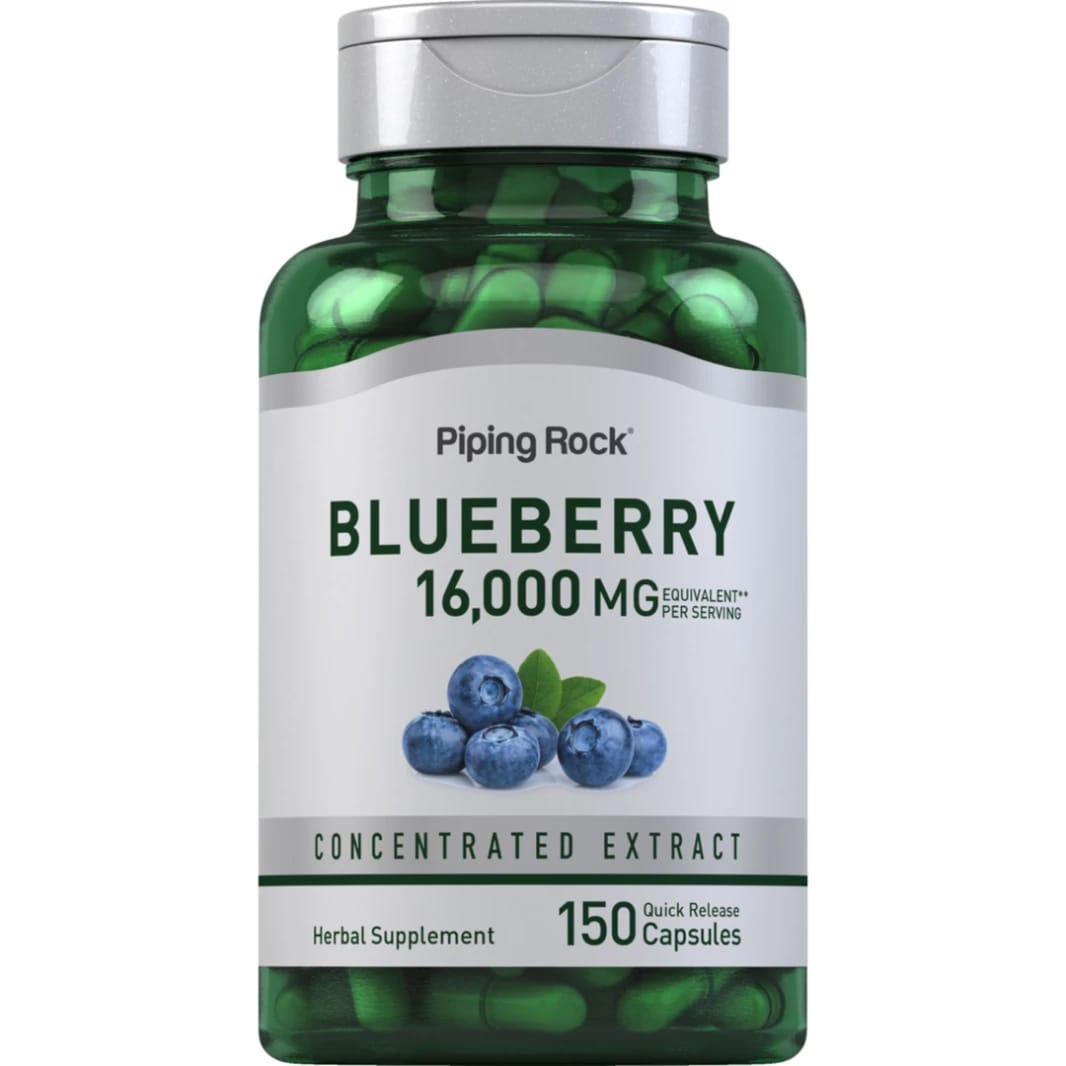 Blueberry Extract Concentrate 55:1 Equivalent to 8000 mg 150 Capsules PipingRock Blueberry Extract Non-GMO (Best Before 01-05-2027)