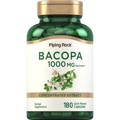 Bacopa Monnieri Extract Equivalent to 1000 mg 180 Capsules PipingRock (Best Before 01-02-2028)