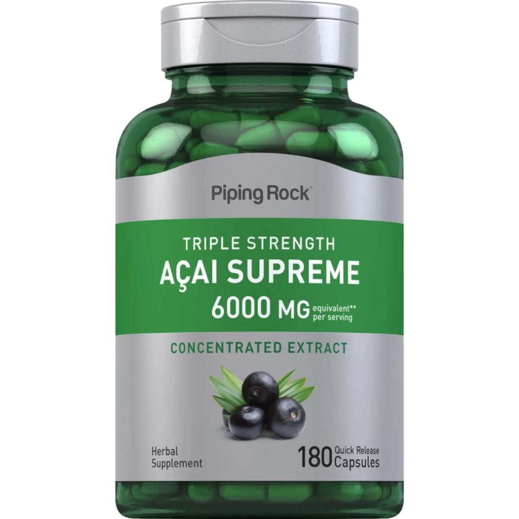 PipingRock Triple Strength Acai Extract 3000 mg 180 Capsules Non-GMO