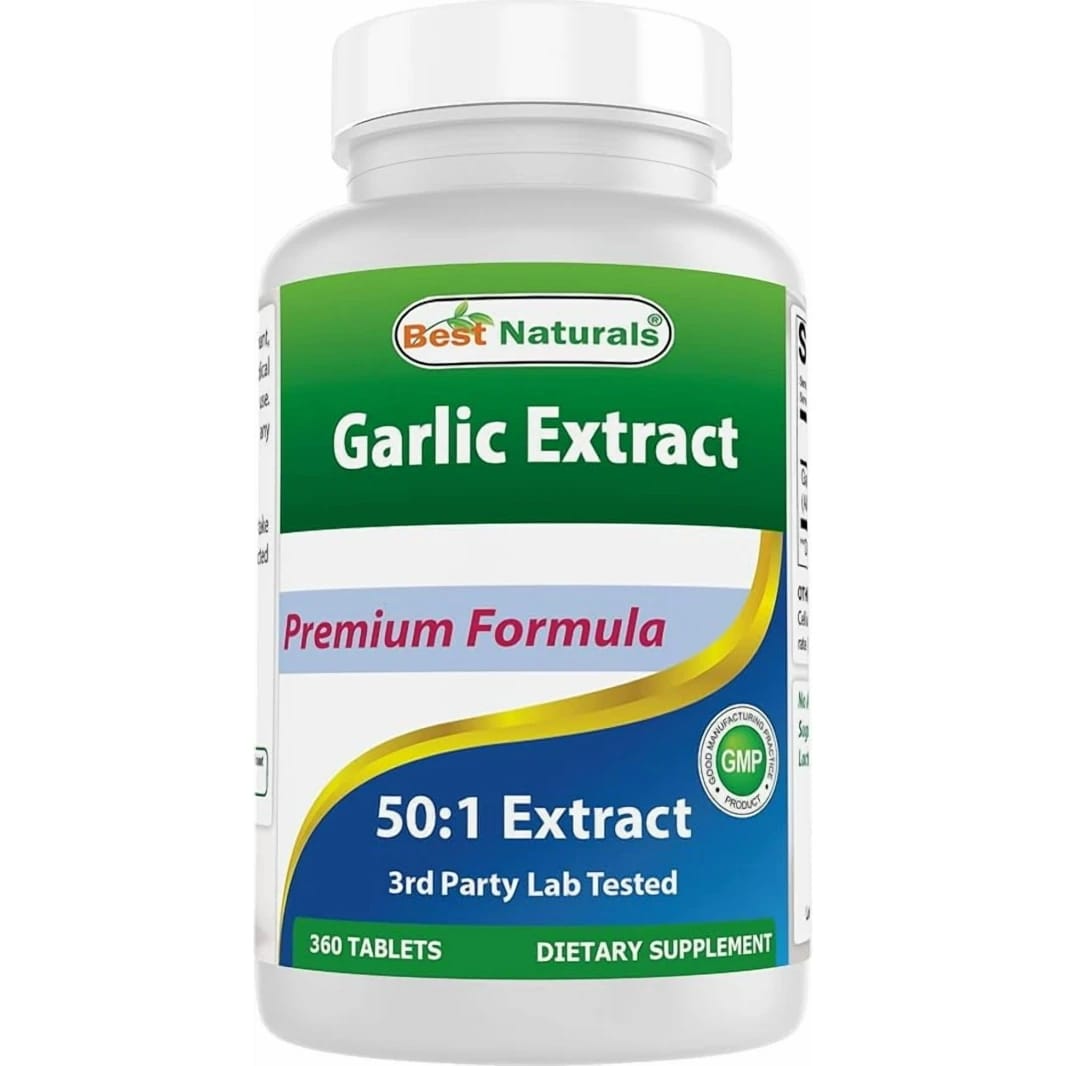 High Strength Garlic Extract Equivalent to 5000 mg, 360 Tablets, Best Naturals Garlic Extract (Best Before 01-12-2026)