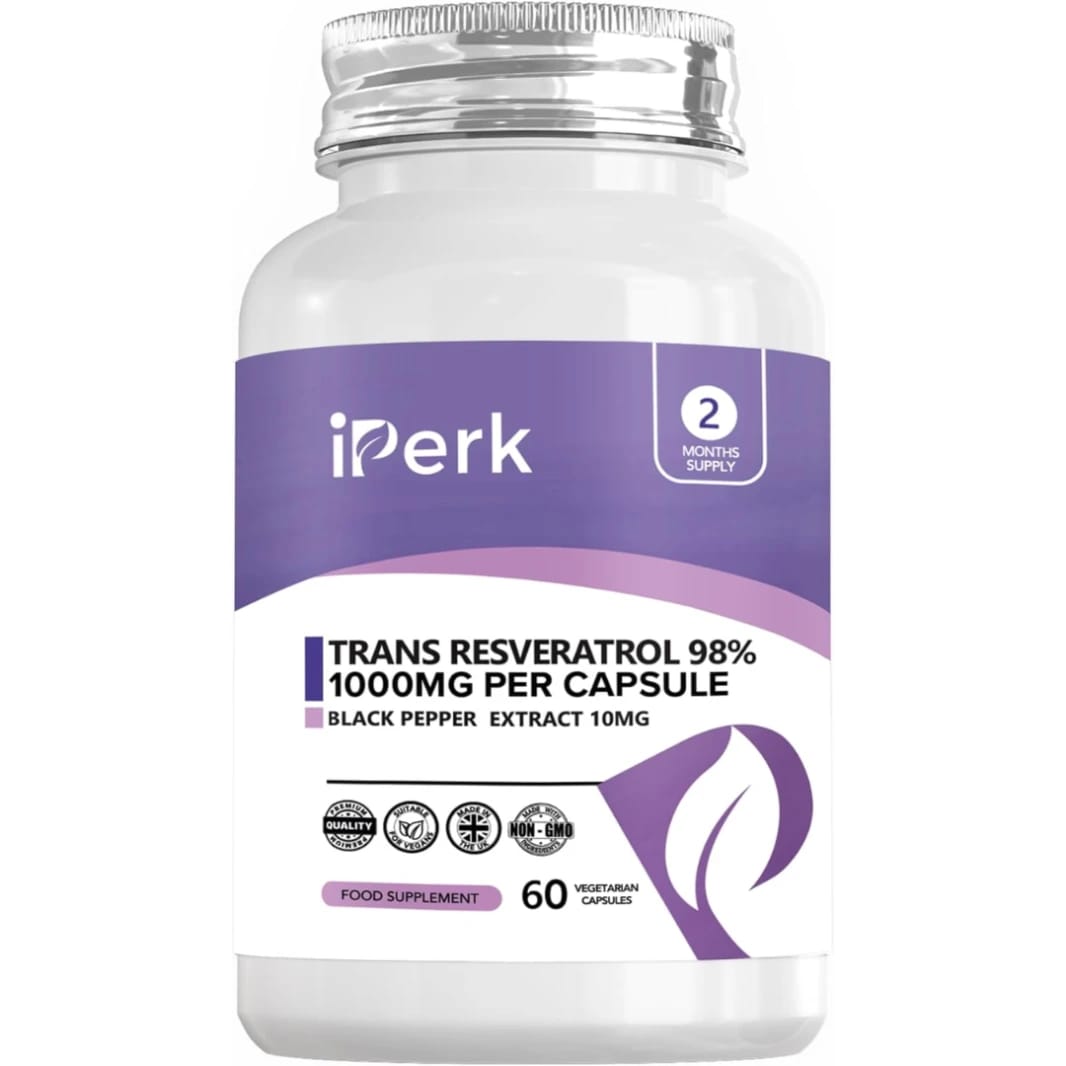 Iperk Trans Resveratrol 98% 1000mg with Enhanced Absorption 60 Capsules