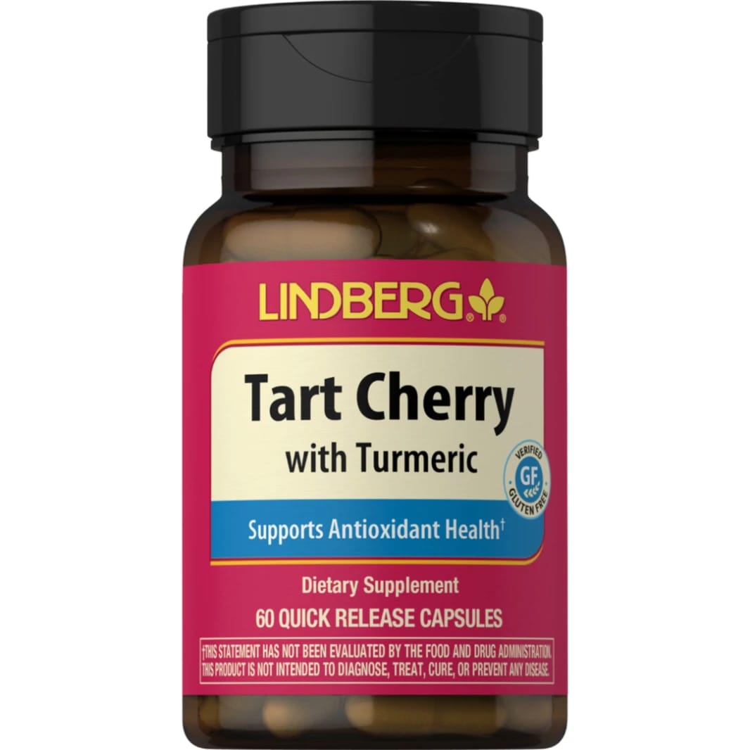 Tart Cherry Extract with Turmeric and Curcumin Equivalent to 750 mg and Vitamin C with Enhanced Absorption, 60 Capsules, Lindberg Tart Cherry Non-GMO
