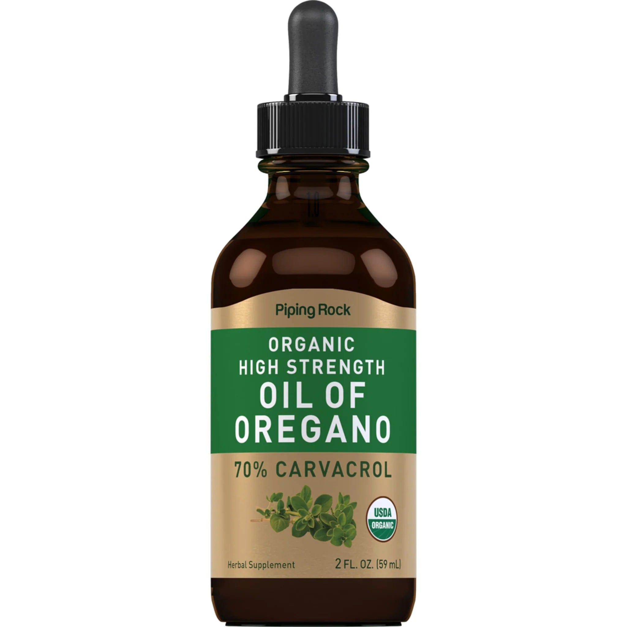 PipingRock Organic Oil of Oregano High Strength 70% Carvacrol 59 ml