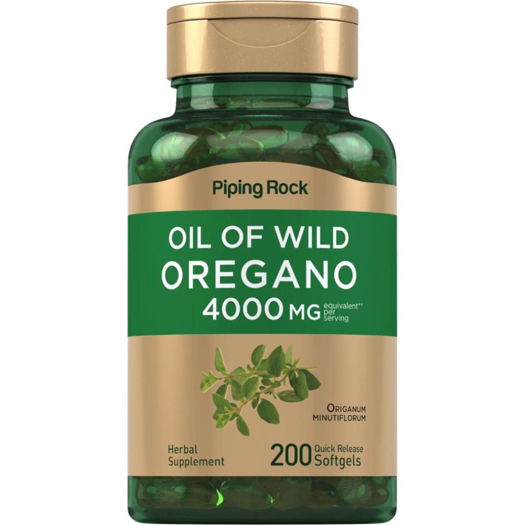 PipingRock Oil of Oregano 64.9% Carvacrol 30.8mg 2000mg Extra Virgin Olive Oil 200 Softgels