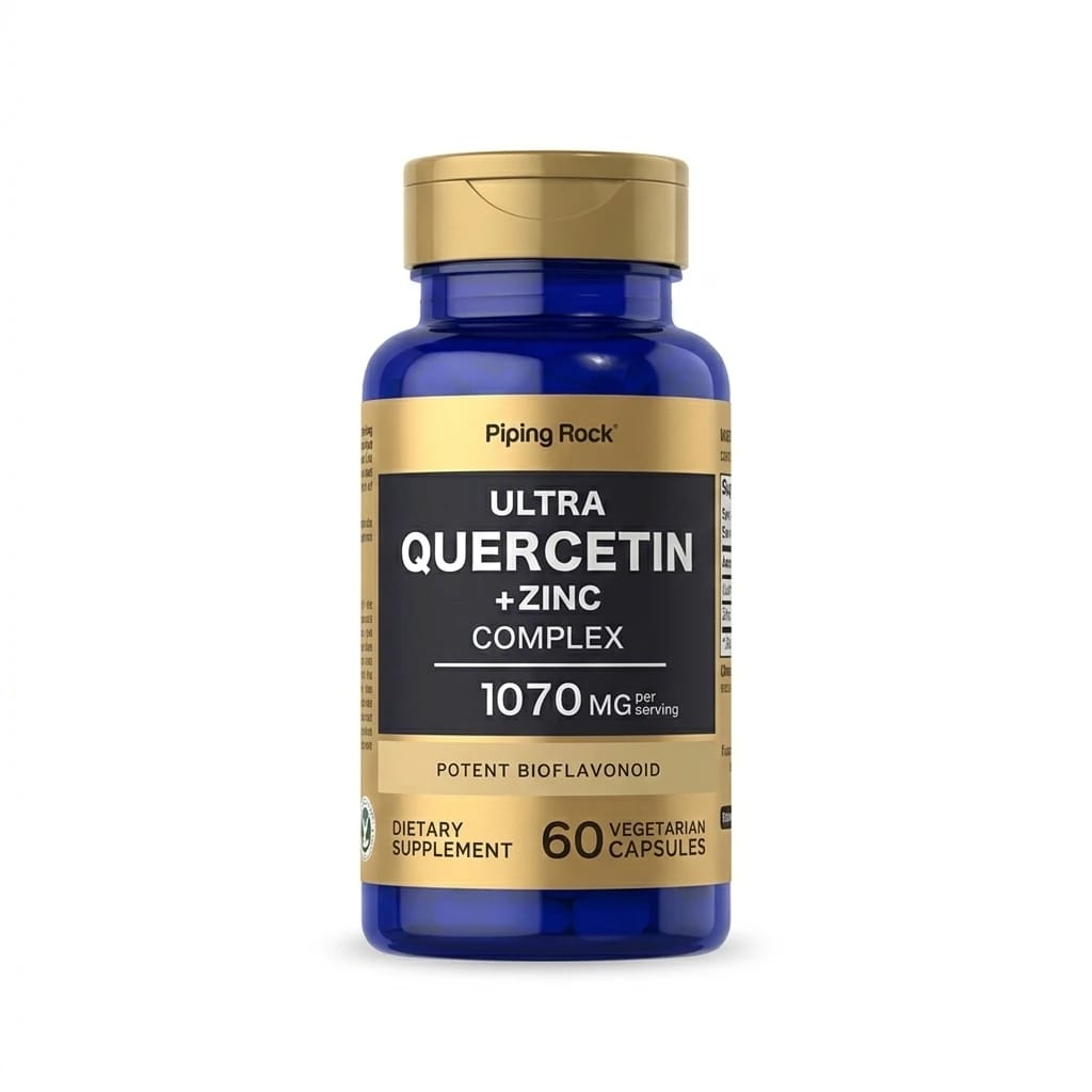 Quercetin 500 mg with Zinc 50 mg 60 Capsules PipingRock Ultra Quercetin plus Zinc Complex Non-GMO