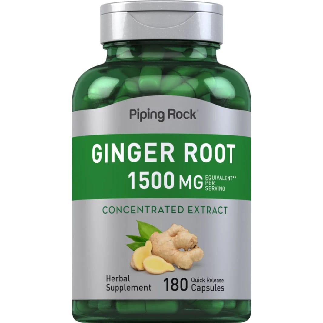 مستخلص زنجبيل يعادل 750 ملجم 180 كبسولة PipingRock Ginger Root Extract Non-GMO (Best Before 01-04-2028)