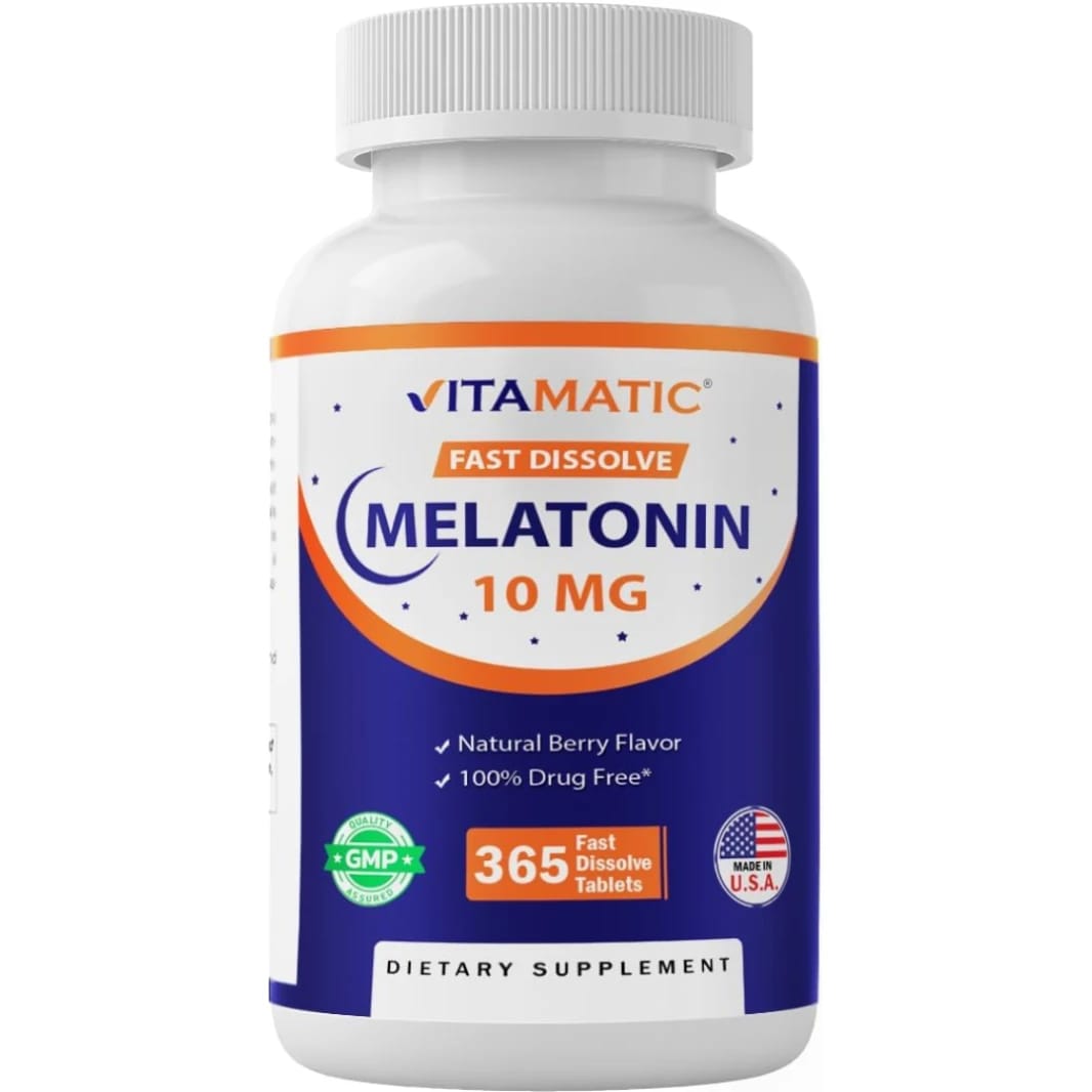 Vitamatic Melatonin 10 mg 365 Sublingual Tablets Non-GMO