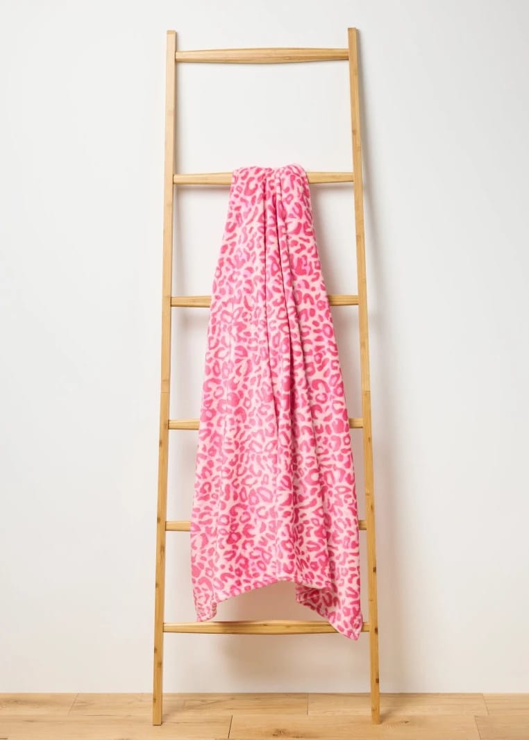 Leopard Print Blanket - Pink - One Size