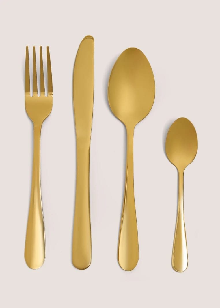 16-Piece Gold Tableware Set - Gold
