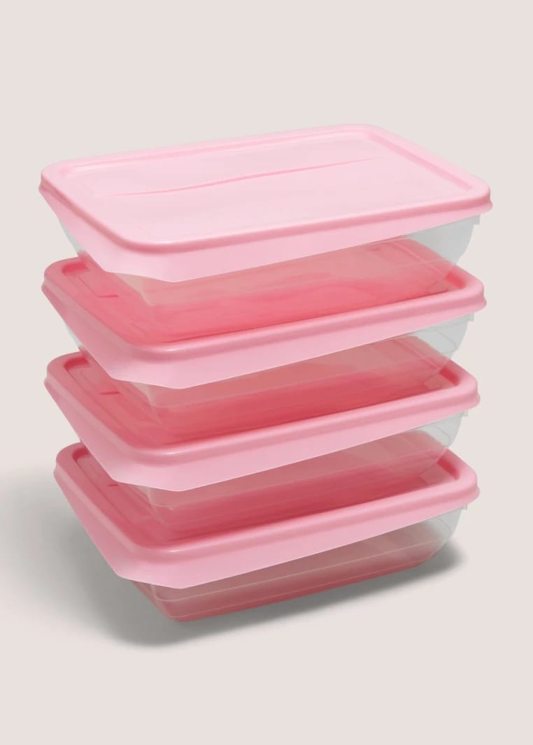 Set of 4 Food Containers - Pink - One Size