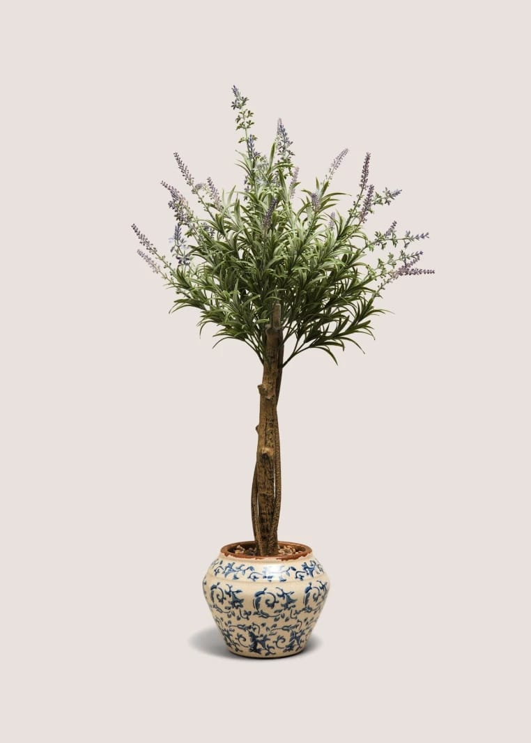 Large Blue Jacobean Lavendar Pot - Blue - One Size
