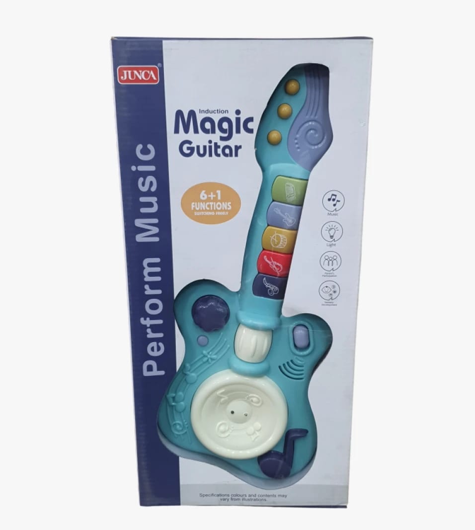 Junca Magic Induction Guitar for Young Children with Colorful Buttons and Musical Options