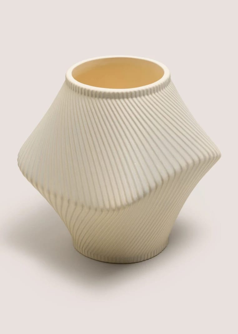 Abstract Fluted Vase - Off White - One Size
