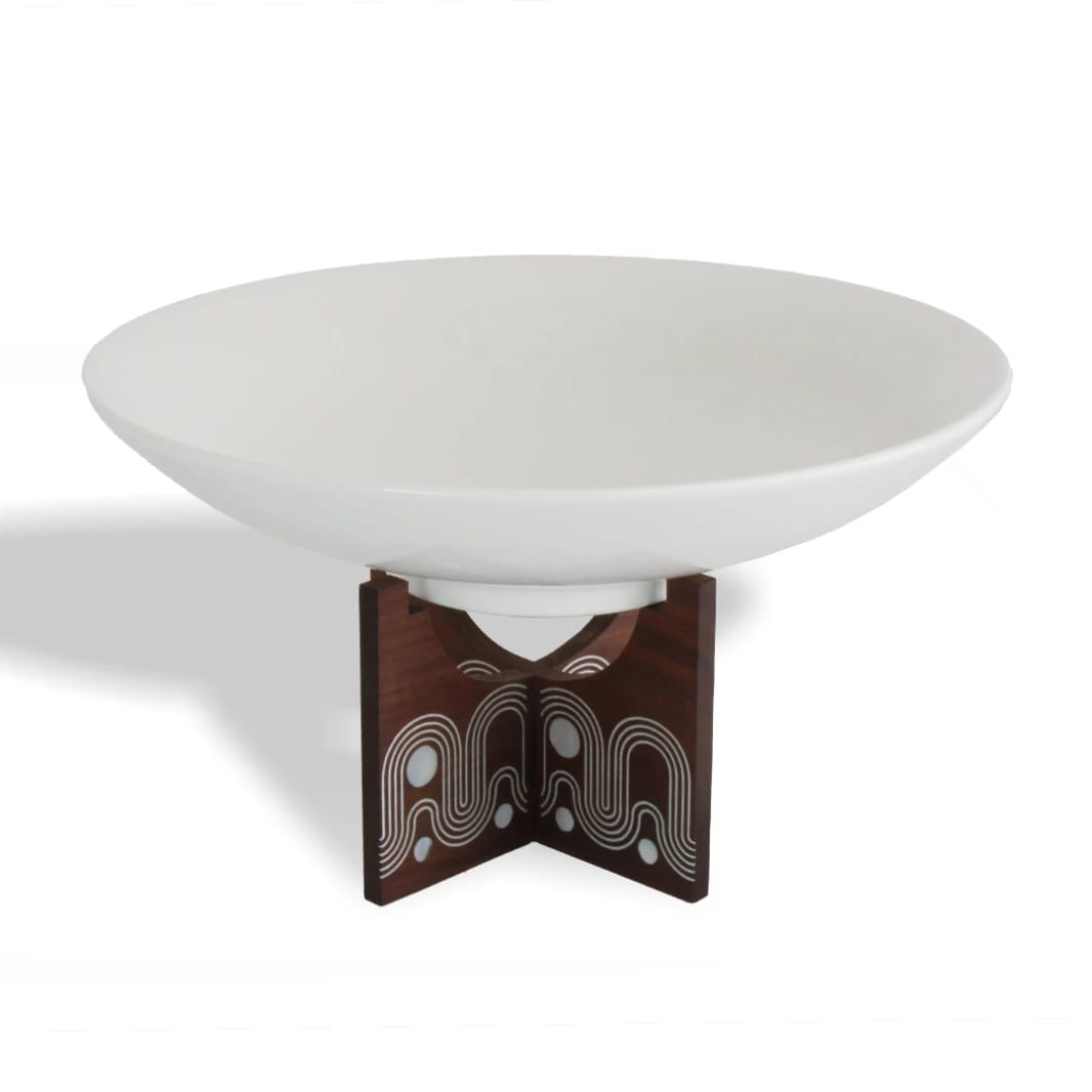Luxury Tableware Janbiyah Stand Porcelain Shallow Bowl 13 Inch