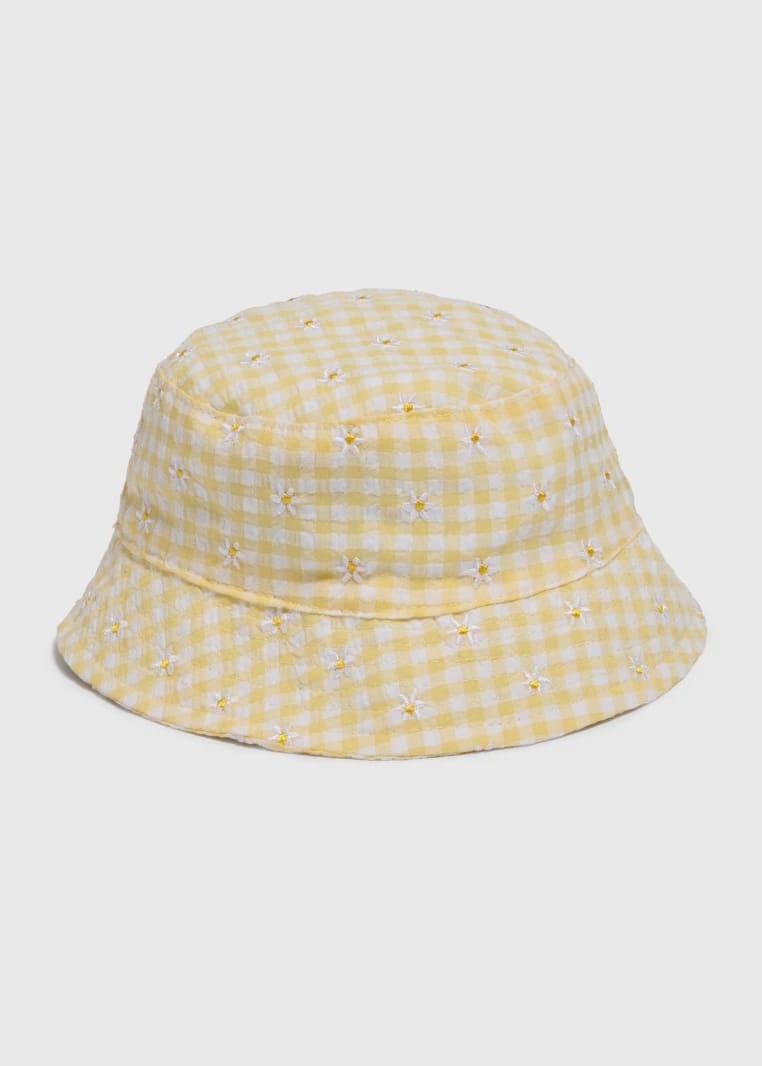 Daisy Gingham Baby Hat - Yellow - 0 - 1 Month