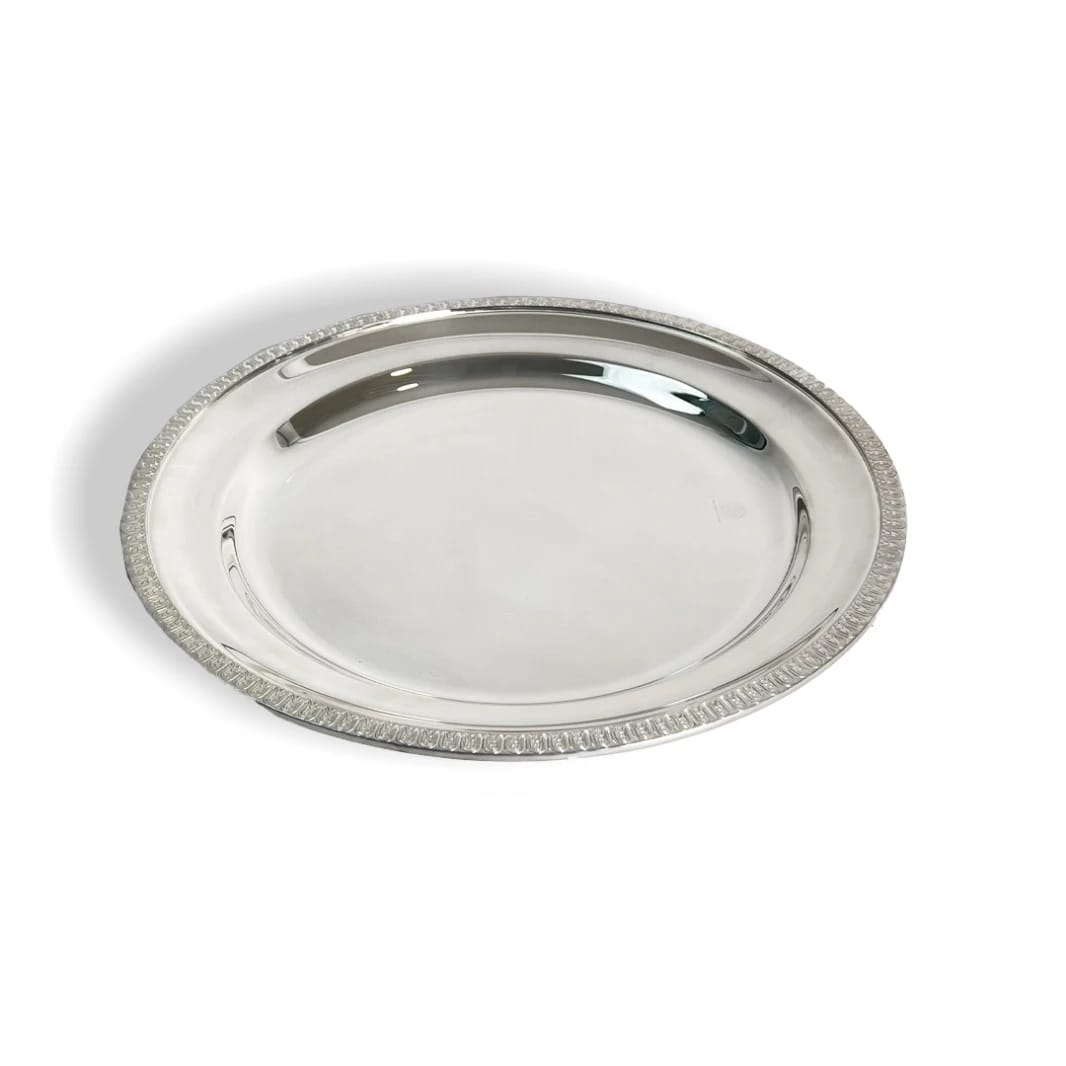 Elegant Janbiyah Silver Plated Round Plate – 37cm