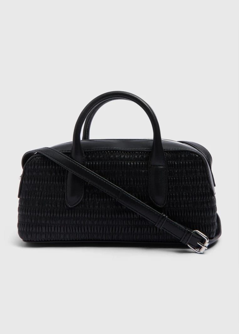 Mini Faux Leather Tote Bag - Black - One Size