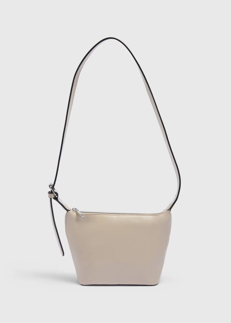 Polyurethane Crossbody Bag - Beige